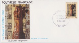 POLYNÉSIE FRANÇAISE  1ER JOUR 9-3-1983 Sculptures Religieuses - Covers & Documents