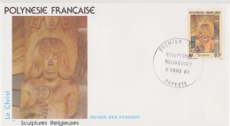 POLYNÉSIE FRANÇAISE  1ER JOUR 9-3-1983 Sculptures Religieuses - Covers & Documents