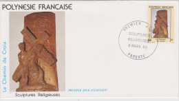 POLYNÉSIE FRANÇAISE  1ER JOUR 9-3-1983 Sculptures Religieuses - Covers & Documents