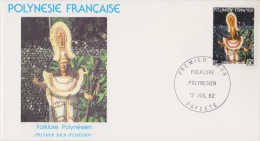 POLYNÉSIE FRANÇAISE  1ER JOUR 12 Juillet 1982 Folklore Polynésien - Brieven En Documenten