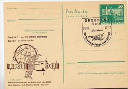 DDR P79-34-82 C204-a Postkarte PRIVATER ZUDRUCK Sputnik1 / Saljut 6  Dresden Sost. 1982 - Cartes Postales Privées - Oblitérées