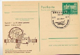 DDR P79-34-82 C204-a Postkarte PRIVATER ZUDRUCK Sputnik1 / Saljut 6  Dresden Sost. 1982 - Cartoline Private - Usati