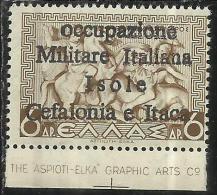 OCCUPAZIONE ITALIANA: ITACA 1941 CEFALONIA MITOLOGIA 6 DRACME DRX MNH SIGNED FIRMATO - Cefalonia & Itaca