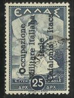 OCCUPAZIONE ITALIANA: ITACA 1941 CEFALONIA MITOLOGICA 25 DRACME DRX O MAIUSCOLA USED SIGNED FIRMATO - Cefalonia & Itaca