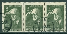 Finnland 1945 5 Mk Gest. Jan Sibelius Komponist Musik 3-er Streifen - Oblitérés