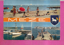 MEZE   -  * 3 VUES SOUVENIRS Et BLASON *     -  Editeur : LA CIGOGNE De Marseille   N°34.157.05 - Mèze