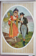 Cp Litho Illustrateur Art Italie 177 - 3  Couple Elegant Femme Chapeau Plume Sortant De Barque Cygne - Corbella, T.