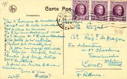 BEL28/ 3 Timbres COB 195 Flamme Oblit. Antwerpen Anvers Sur/op PC PK Antwerpen - Covers & Documents