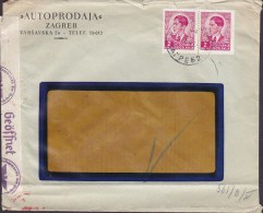 Yugoslavia AUTOPRODAJA, ZAGREB 1941 Cover Brief German Zensur "Geöffnet Oberkommando Der Wehrmacht" Label (2 Scans) - Storia Postale