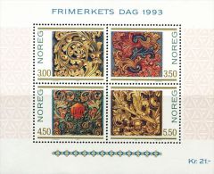 NE3753 Norway 1993 Woodcarving S/S(4)  MNH - Unused Stamps