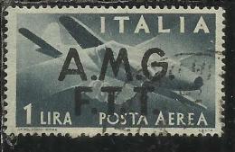 TRIESTE A 1947 AMG - FTT ITALIA ITALY OVERPRINTED  DEMOCRATICA POSTA AEREA LIRE 1 USATO USED - Airmail