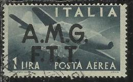 TRIESTE A 1947 AMG - FTT ITALIA ITALY OVERPRINTED DEMOCRATICA  POSTA AEREA LIRE 1 USATO USED - Poste Aérienne