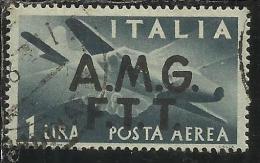 TRIESTE A 1947 AMG - FTT ITALIA ITALY OVERPRINTED DEMOCRATICA  POSTA AEREA LIRE 1 USATO USED - Luchtpost