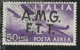 TRIESTE A 1947 AMG - FTT ITALIA ITALY OVERPRINTED DEMOCRATICA  POSTA AEREA LIRE 50 USATO USED OBLITERE' - Poste Aérienne