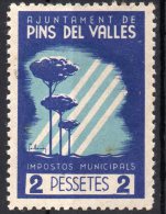 Pins Del Valles  ( Barcelona) - Impostos Municipals - 2 Ptas. - Sofima 4  Edifil 7  Spain Civil War - Emissions Républicaines