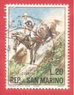 REPUBBLICA SAN MARINO USATO - 1966 - IPPICA - Cross-country - £ 20 - S. 706 - Oblitérés