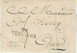 96 VERVIERS Le 10.4.1815 Vers GAND  H.20 - 1814-1815 (Governo Generale Del Belgio)