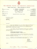 2 Lettres Entête  THE BRITISH TRAVAL AND HOLIDAYS ASSOCIATION De 1955,  Horaires CAR FERRY  Et Documents Divers - Deportes & Turismo