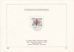 Czechoslovakia / First Day Sheet (1987/13) Terezín: 40 Anniversary Of Terezin Memorial (1947) Rose; Painter: J. Kodejs - Judaisme