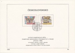 Czechoslovakia / First Day Sheet (1988/08a) Praha: Museum Of Czech Literature, Strahov Monastery (PRAGA 1988) - Abdijen En Kloosters