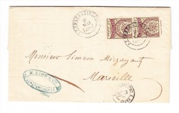 Türkei Brief 1882 Von Konstantinopel Nach Marseille (Mi.# 32) Bahnstempel  "Avricourt à Paris" - Storia Postale