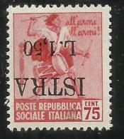 OCCUPAZIONE JUGOSLAVIA YUGOSLAVIA  ISTRIA ISTRA 1945 L. 1,50 SU 0,75 VARIETY VARIETA' MLH - Jugoslawische Bes.: Fiume