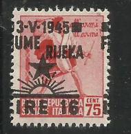 OCCUPAZIONE JUGOSLAVIA YUGOSLAVIA  ISTRIA ISTRA 1945 LIRE 16 SU 0,75 CENT. VARIETY VARIETA' MNH - Occup. Iugoslava: Fiume