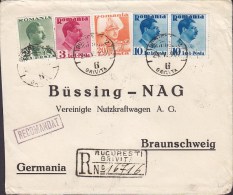 Romania Einschreiben Recomandat BUCURESTI 1939 Cover Brief BRAUNSCHWEIG Germany Via BRESLAU-BLUTHEN Bahnpost (3 Scans) - Briefe U. Dokumente