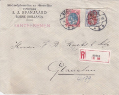 NEDERLAND - 1923 - ENVELOPPE RECOMMANDEE De BORNE Pour GLAUCHAU Avec ETIQUETTE COMMERCIALE AU DOS - Storia Postale