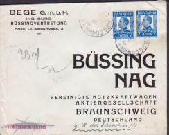 Bulgaria BEGE G.m.b.H. ING. BÜRO, SOFIA 1939 Cover Brief BRAUNSCHWEIG Germany - Briefe U. Dokumente
