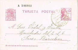 7520. Entero Postal VENDRELL (tarragona) 1935. Republica - 1931-....