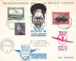 A27 - Cob 478 Et Pa3 Et 196A Du Congo Belge - Belgium Old Special Flight Air Mail To Congo And Return 1938 Kindu. - Covers & Documents
