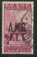 TRIESTE A 1947 AMG - FTT ITALIA ITALY OVERPRINTED POSTA AEREA AIR MAIL RADIO LIRE 10 USATO USED - Luchtpost