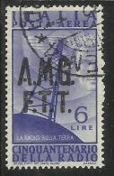 TRIESTE A 1947 AMG - FTT ITALIA ITALY OVERPRINTED POSTA AEREA RADIO LIRE 6 USATO USED - Poste Aérienne