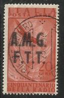 TRIESTE A 1947 AMG - FTT ITALIA ITALY OVERPRINTED POSTA AEREA RADIO LIRE 20 USATO USED - Luchtpost