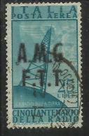 TRIESTE A 1947 AMG - FTT ITALIA ITALY OVERPRINTED POSTA AEREA RADIO LIRE 25 USATO USED - Poste Aérienne