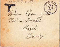 A27 - France Old Taxed Military Free Shipping Cover Cambrai Ussel 1943 - Lettres & Documents