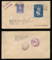 Brazil Brasil 1949 Roosevelt 1949 FDC Registered To USA - Storia Postale