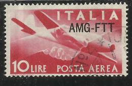 TRIESTE A 1949 - 1952 AMG - FTT ITALIA ITALY OVERPRINTED POSTA AEREA CAMPIDOGLIO E DEMOCRATICA LIRE 10 USATO USED - Poste Aérienne