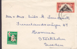 South Africa 1953 "Petite" Cover Brief To BROMMA Sweden Stamp On Stamp & Tuberkulose Tuberculosis Christmas Seal !! - Lettres & Documents