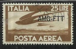 TRIESTE A 1949 - 1952 AMG - FTT ITALIA ITALY OVERPRINTED POSTA AEREA CAMPIDOGLIO E DEMOCRATICA LIRE 25 USATO USED - Poste Aérienne