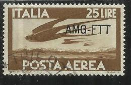 TRIESTE A 1949 - 1952 AMG - FTT ITALIA ITALY OVERPRINTED POSTA AEREA CAMPIDOGLIO E DEMOCRATICA LIRE 25 USATO USED - Airmail