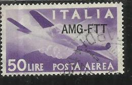 TRIESTE A 1949 - 1952 AMG - FTT ITALIA ITALY OVERPRINTED POSTA AEREA CAMPIDOGLIO E DEMOCRATICA LIRE 50 USATO USED - Airmail