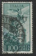 TRIESTE A 1949 - 1952 AMG - FTT ITALIA ITALY OVERPRINTED POSTA AEREA CAMPIDOGLIO E DEMOCRATICA LIRE 100 USATO USED - Poste Aérienne