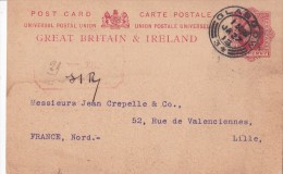 A27 - UK Scotland Old Postcard Postal Stationery To France 1912 - Luftpost & Aerogramme