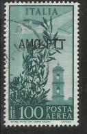 TRIESTE A 1949 - 1952 AMG - FTT ITALIA ITALY OVERPRINTED AEREA CAMPIDOGLIO E DEMOCRATICA LIRE 100 RUOTA III USATO USED - Posta Aerea