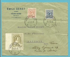 881(U.P.U.) Met Plaatnummer "2" Op Brief Met Stempel VERVIERS - Storia Postale