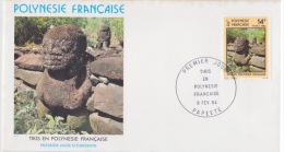 POLYNÉSIE FRANÇAISE  1ER JOUR  Tikis En Polynésie Française 8 Fevrier 1984 - Storia Postale