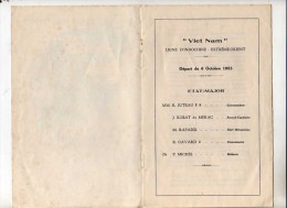 Messageries Maritimes Bateau Viet Nam Liste Des Passagers Du 6 Octobre 1953 - Autres & Non Classés