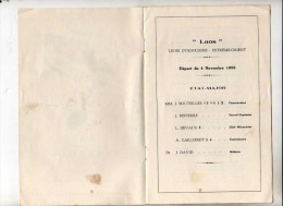 Messageries Maritimes Bateau Laos Liste Des Passagers Du 4 Novembre 1958 - Sonstige & Ohne Zuordnung